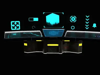 Sci-Fi Triple Console Game Ready  Low-poly 3D model