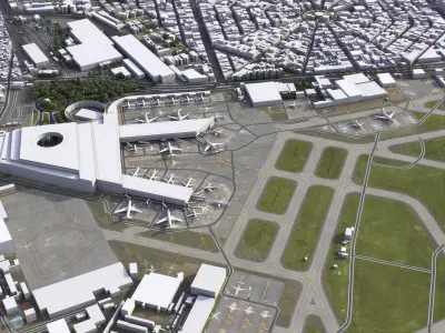 Mexico City Airport Low-poly 3D model