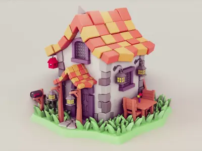 cartoon house 03 Low-poly 3D model