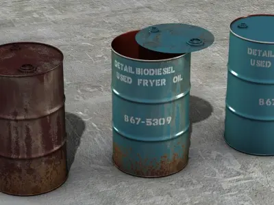 oil barrel set 01 Free low-poly 3D model