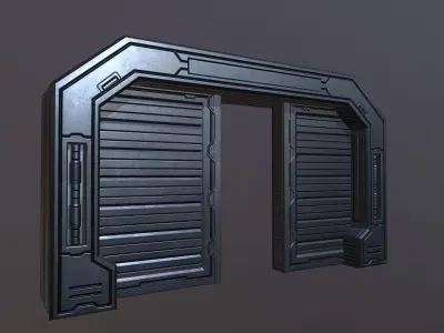 Sci Metal Door Low-poly 3D model