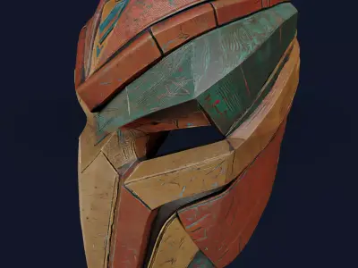 Ancient Warrior Tribal Mask  Stylized Helmet for 3D Printing 3D print model