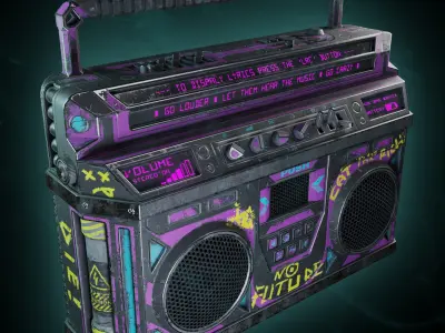 Sci-Fi Cyberpunk BoomBox Low-poly 3D model