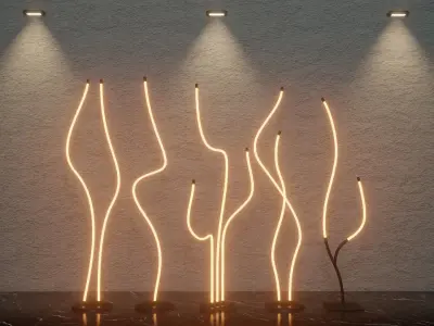 Home Decor Modern Neon Floor Lights 5Pcs SET  3D model