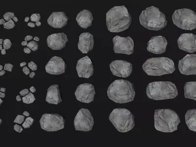 PSX - PS1 - Rocks Pack - Low Poly Low-poly 3D model