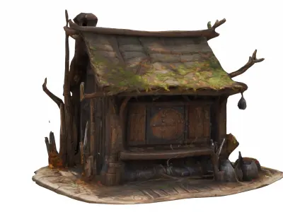 Medieval Merchant Stand Fantasy Weapon and Armor Stall FBX OBJ Low-poly 3D model