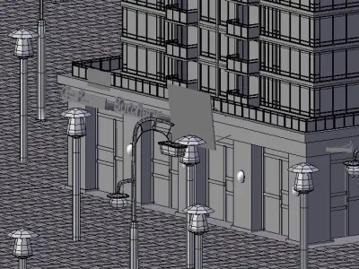 Flats tall building at dusk 3D model