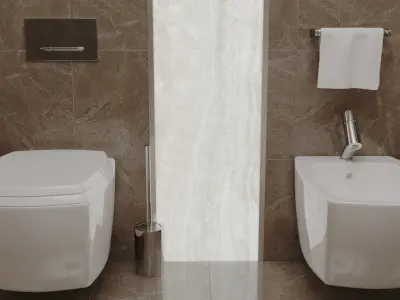 bathroom modern with walls and light fixtures 3D model