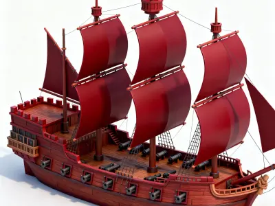 Stylized Large Pirate Galleon 3D Model 3D Model Low-poly 3D model