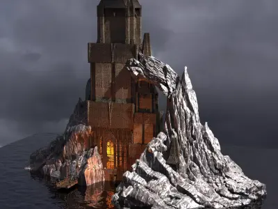 Gothic Cathedral Cliff range Kit bash  3D model