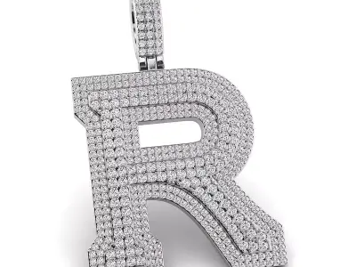 Alphabet Latter R Diamond Pendent 3D print model