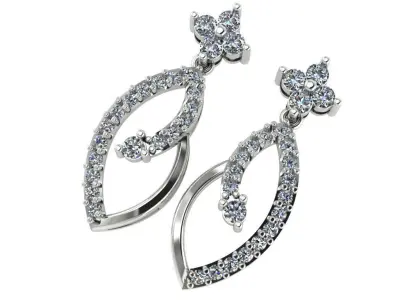 light Wight white gold diamond Earring-Nk-55ER 3D print model