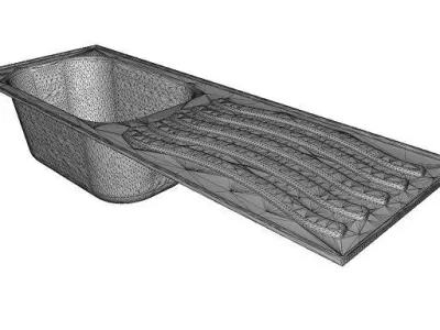 Brass Kitchen Sink Low-poly 3D model