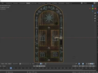 The Wooden Medieval Door Low-poly 3D model