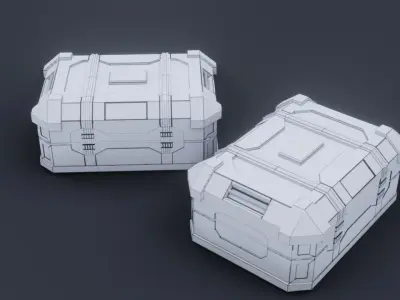 Sci fi Crate Game Ready PBR Textures Low-poly 3D model Low-poly 3D model