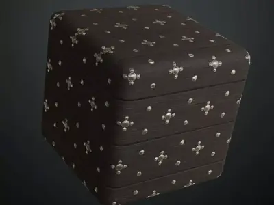 Dark Wood Silver Clover Studs PBR Seamless Texture