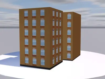 Hostel building Low-poly 3D model purchase