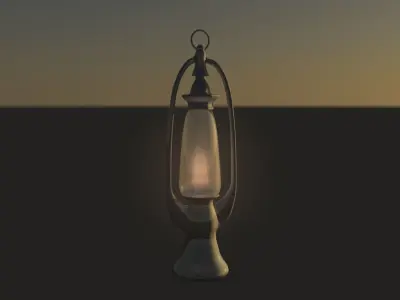 Lantern lamp with sun setting behind it Free 3D model