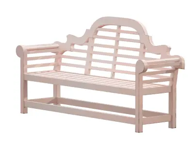 White park bench with backrest 3D model