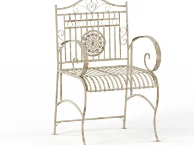 Maison Rouge Tennyson Distressed White Rustic Garden Chair 3D model