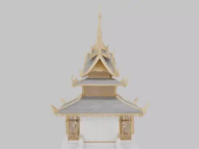 Traditional Asian Temple Low-poly 3D model