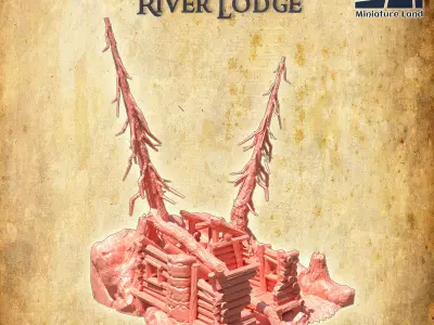 Ruined River House Tabletop Terrain 28 MM 3D print model