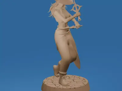 Futuristic Japanese Warrior Woman with Dual Energy Daggers 3D print model