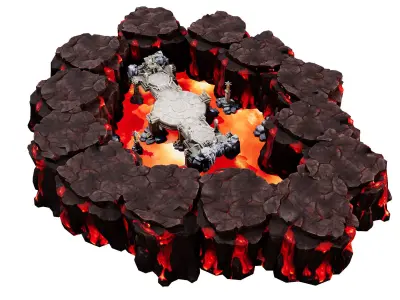 Stylized Lava Canyon Arena - Game-Ready Volcanic Map 3D model