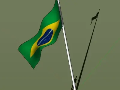 Nation flag with pole 3D Model Pack