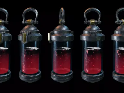 Red Alchemical Capsule Stylized Sci-Fi Potion Bottle Low-poly 3D model
