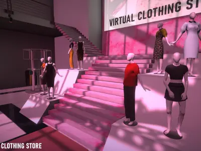 Virtual Clothing Store - Metaverse Low-poly 3D model
