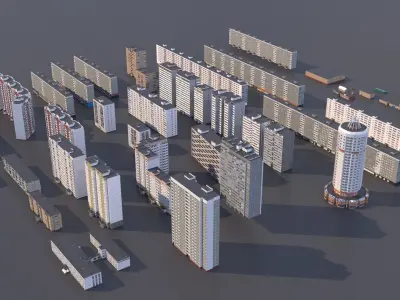 Russian buildings pack 3D model