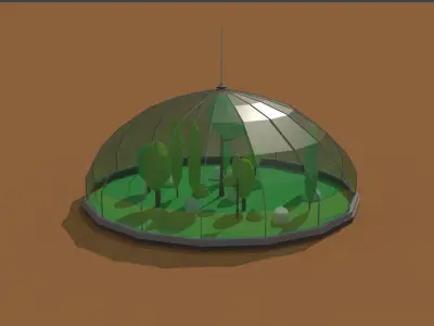 Low Poly Scifi Greenhouse Low-poly 3D model