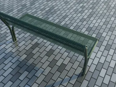 Green Park Bench 3 - Low-Poly Version - Low-poly 3D model