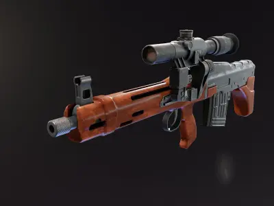 TKB 0145 Adov Prototype Rifle Low-poly 3D model