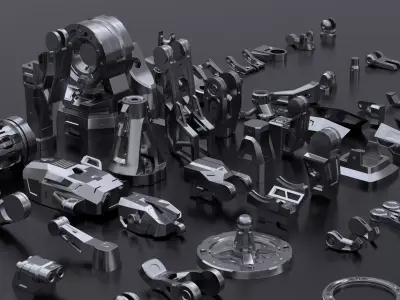 Sci-Fi Hard Surface Kitbash Parts 3D model