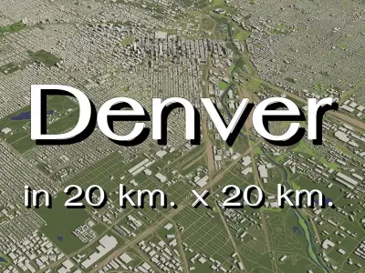 Denver USA in 20 km x 20 km - city and urban 3D model