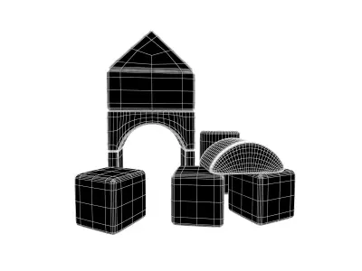Wooden Block V1 001 Low-poly 3D model