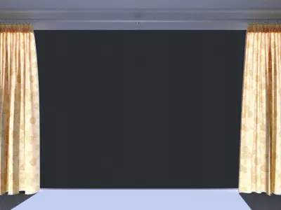 Flower pattern curtains full window   Free 3D model