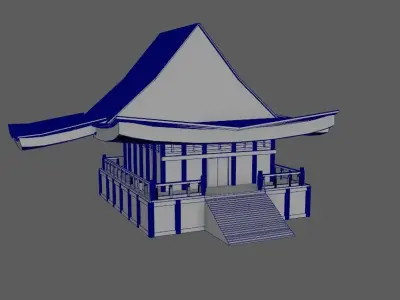 Japanese buildings Free low-poly 3D model