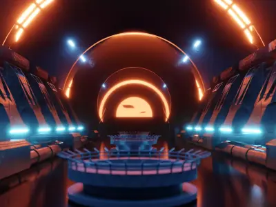 Futuristic Spaceship Interior Lowpoly Concept Art Low-poly 3D model
