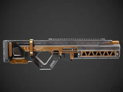 Sci-Fi Railgun Rifle Low-poly 3D model