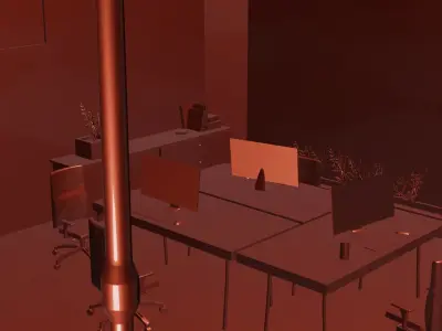 Custom Office Interior With Lighting and Materials 3D model