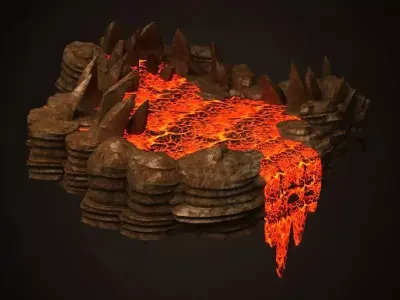 Craters mountains Grand Canyon Hell  Canyon sea of fire  3D model