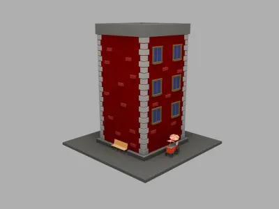 Low Poly Urban Building 1 Low-poly 3D model