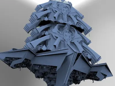 Dark Fortress Floating City 3D model