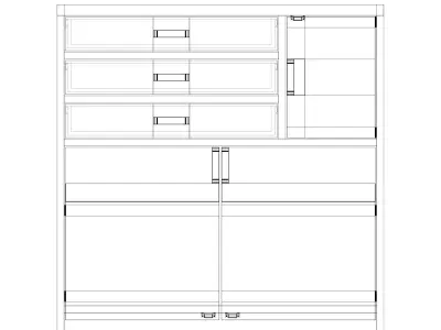commode 4 wooden cabinet with two drawers 3D model