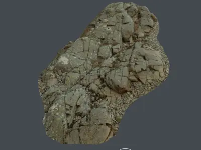 3d scanned rock cliff E Low-poly 3D model