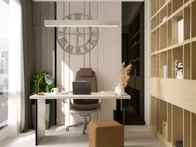 Modern Elegance in the Workplace Home Office Interior Design Low-poly 3D model