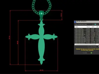 Light Gold 18K Cross Pendant 1CP089 3D print model